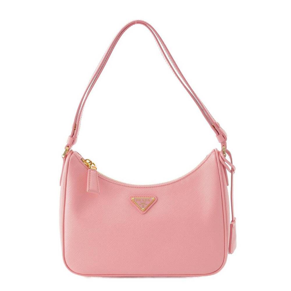 Prada Triangle Saffiano Leather Hobo Bag Pink